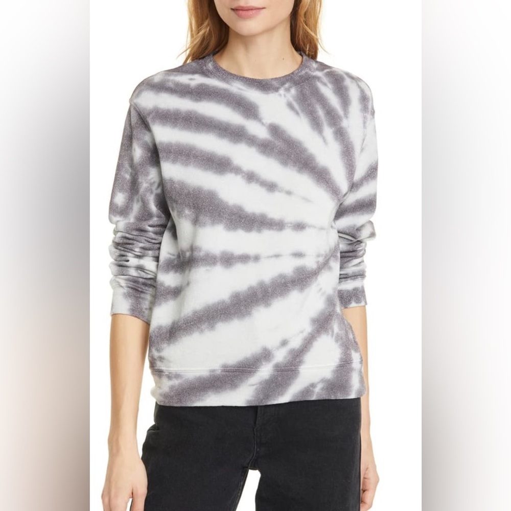 RtA Emma Tie Dye Sweatshirt Crewneck Tie-Dye Sparkle Subtle Glitter Grey Small